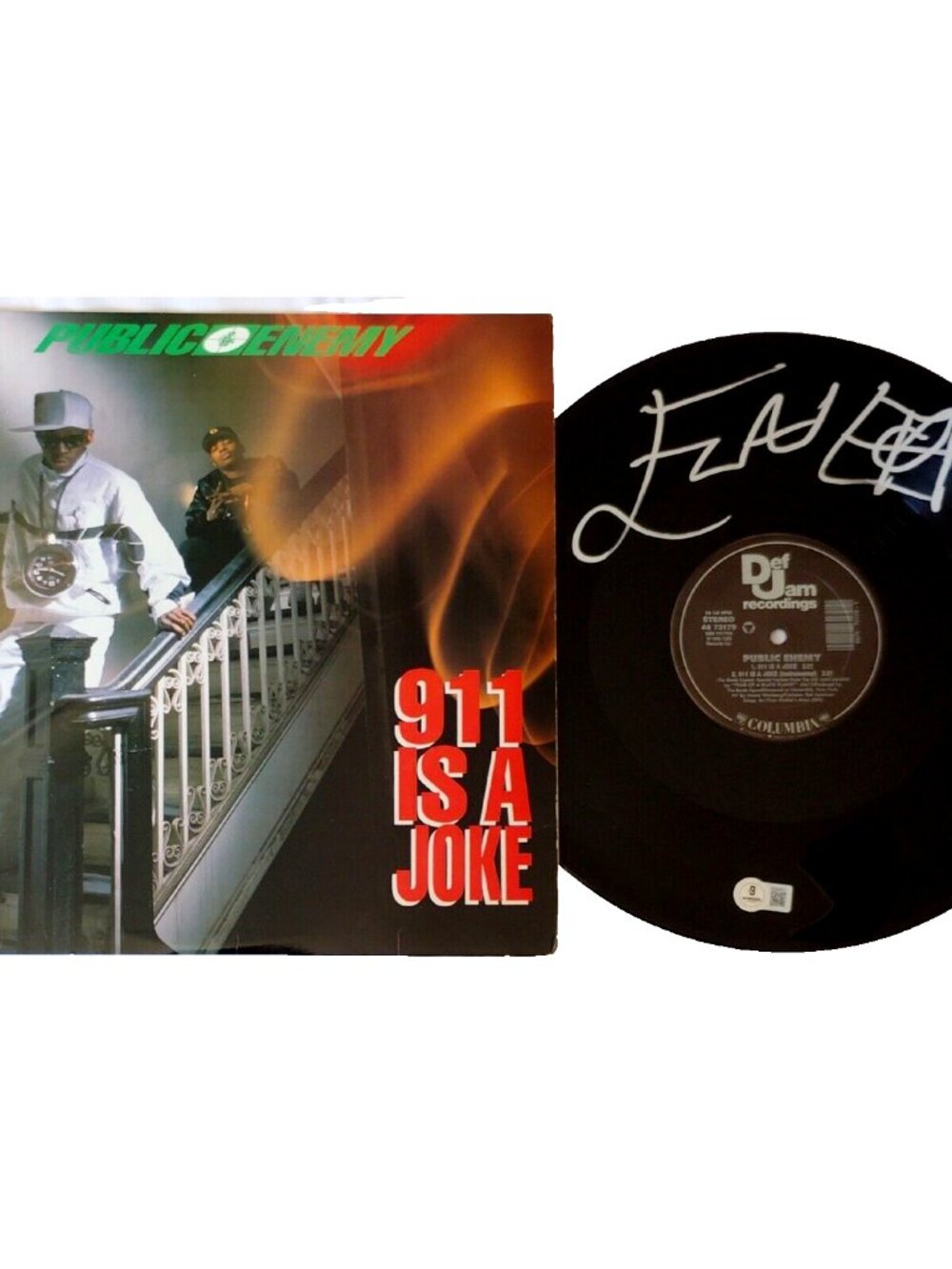 Flavor Flav Signed Public Enemy 911 Is A Joke 12in Vinyl BAS BQ56872